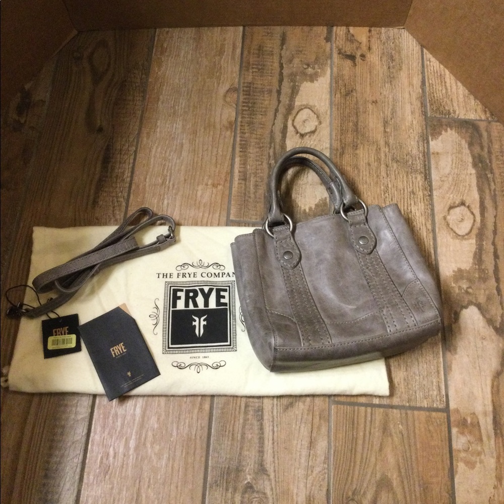 Frye Melissa Mini Tote Leather Cross Body Hand Bag in gray - preowned